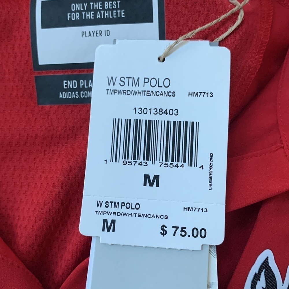 New Adidas Red NC State Collegiate License Short Sleeve Polo Top Shirt Women M - Picture 6 of 7